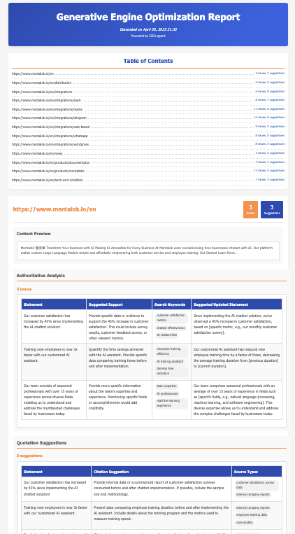 GEO Report Sample